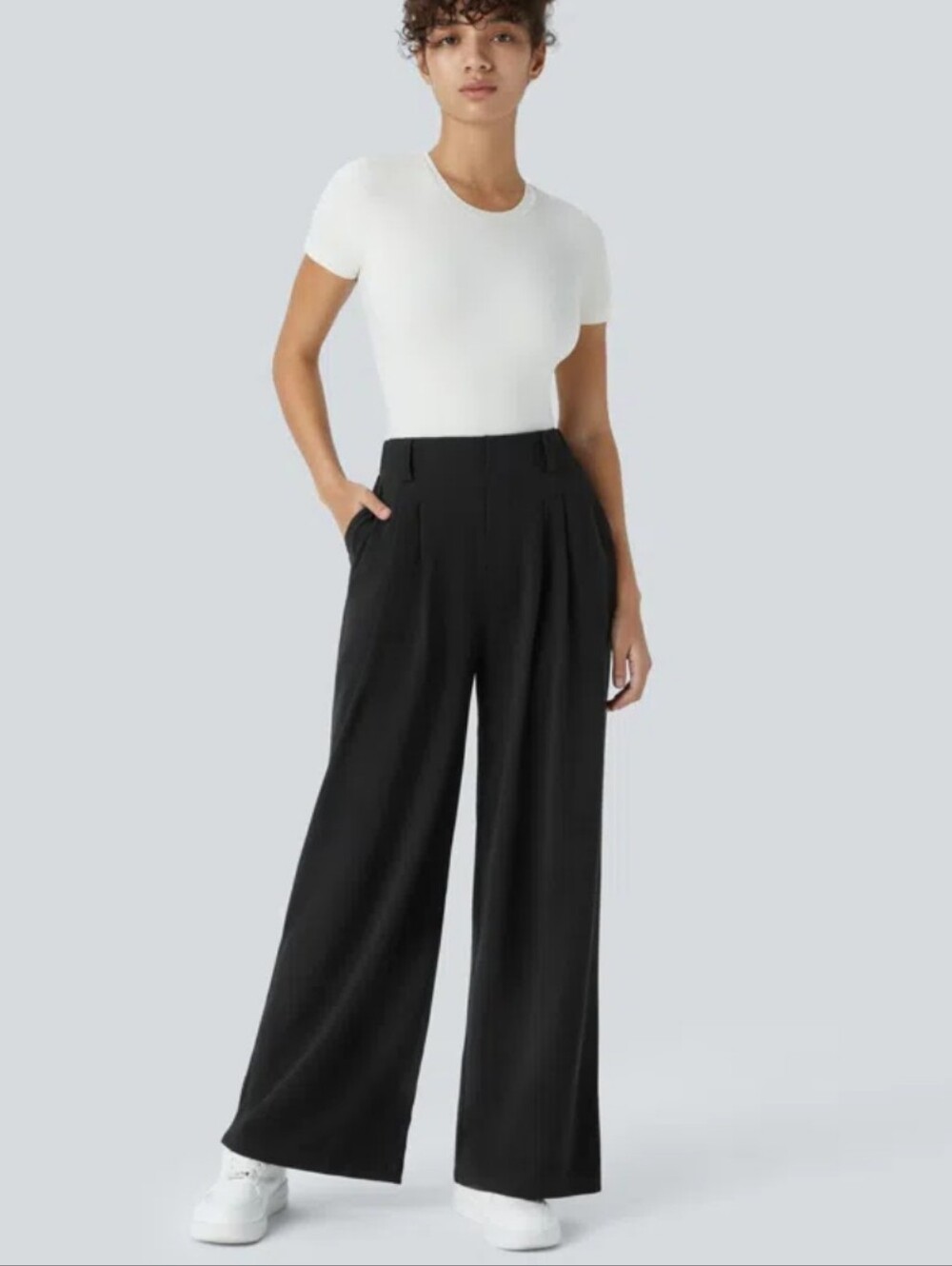 HALARA Black Wide-Leg High-Waist Pants M- Tall